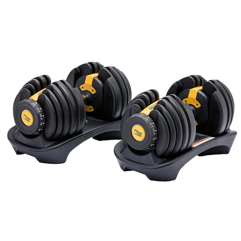48kg Adjustable Dumbbell Home Gym Set | Gold | Powertrain