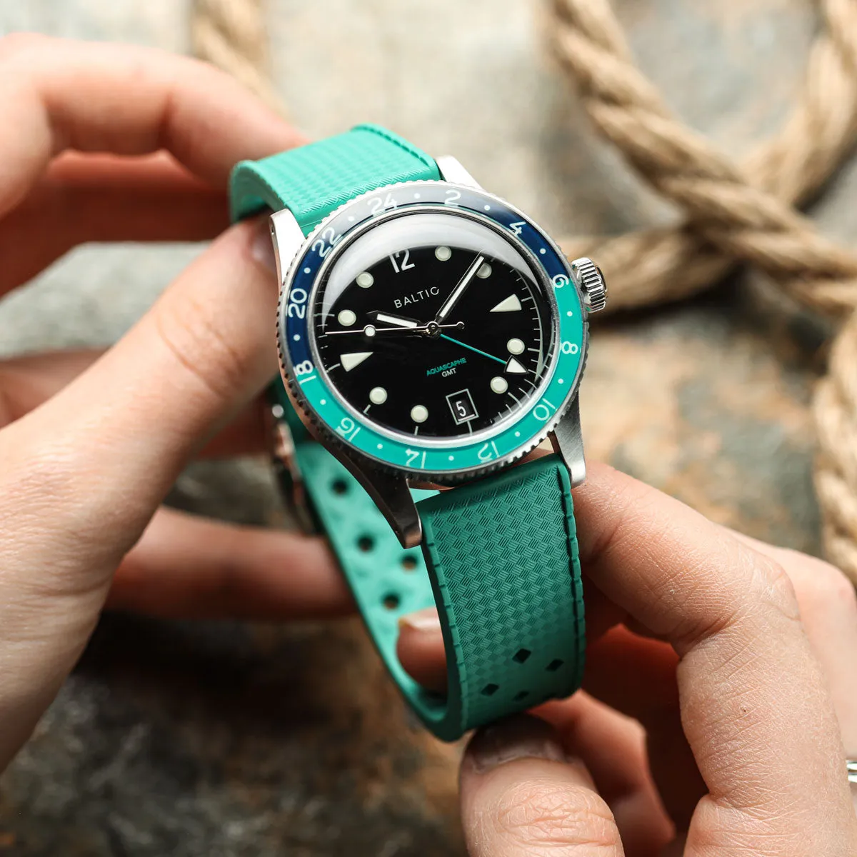 AquaTropic Rubber Watch Strap (MKII) - Capri Sea