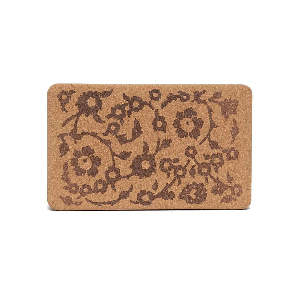 Cork Yoga Block - Floral Batik Tonal - Best To Achieve Proper Pose Alignment