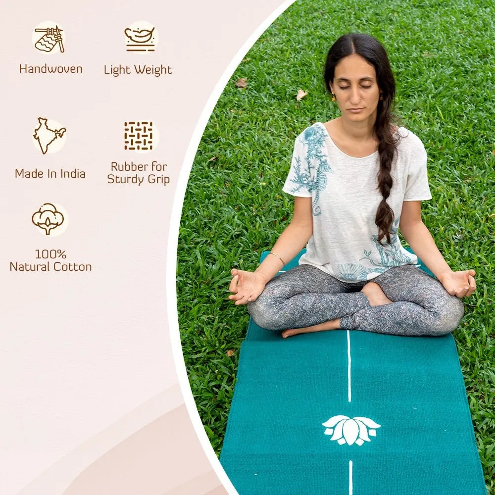 Cotton Yoga Mat- Lotus- High Grip Yellow- 24 inches