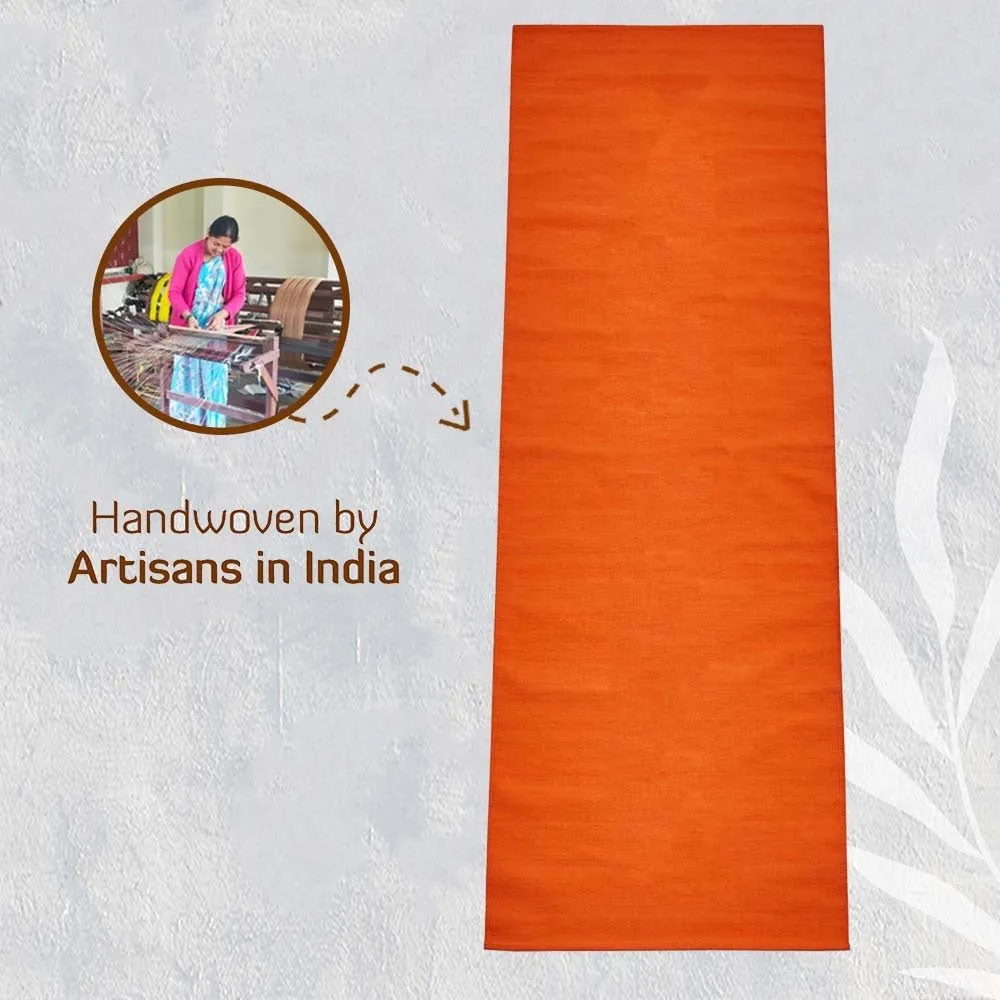 Cotton Yoga Mat- Moderate Grip Orange-27 inches