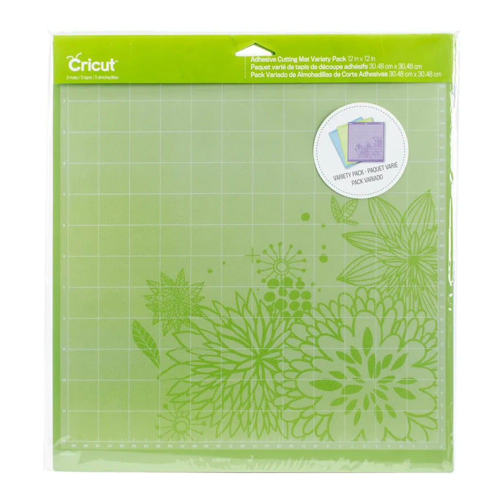 Cricut - Adhesive Back Cutting Mats 12X12in 3 per pack - Green (Standard), Blue (Light) & Purple (Strong)*