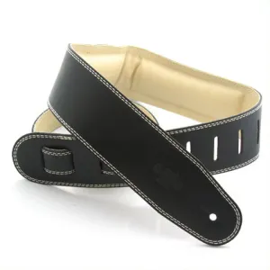 DSL 2.5" Padded Garment Leather Guitar Strap - Black/Beige