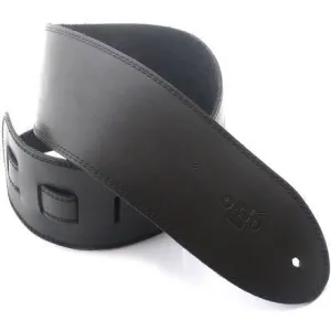 DSL 3.5" Single-Ply Leather Guitar Strap -  Black with Black Stitching
