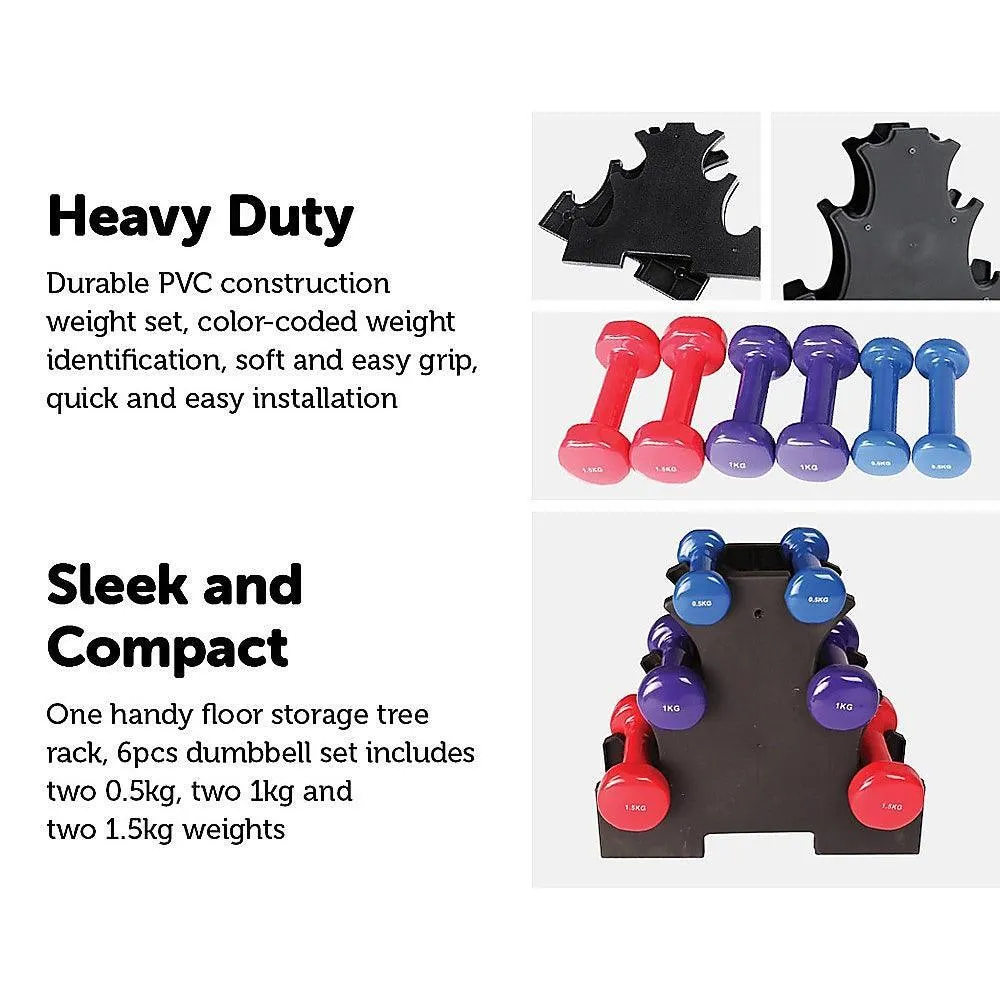 Dummbell Set 6 Piece - Includes Rack