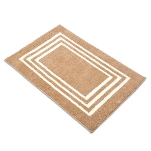 Encasa Super Soft Microfibre Bath Mat 60x40 cm, Super Absorbent, Anti-Skid, Multi-Purpose Door Mat for Bathroom/Bedroom/Kitchen/Floor, Quick Dry, Non-Slip - Beige (Pack of 1)