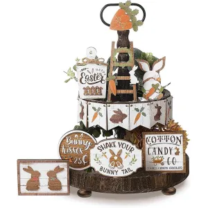 essential Easter Savings Clearance! PRETXORVE Easter Tiered Tray Decorations Set, Spring Tiered Tray Decorations Set, Wooden Easter Tiered Tray Decor, Sign Tiered Tray, Easter Home Decoration Ornament Easter Tray Decor R Easter
