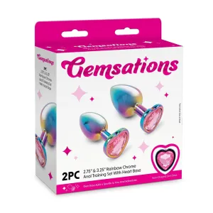 Gemsations 2Pc Rainbow Chrome Anal Training Set With Heart Base