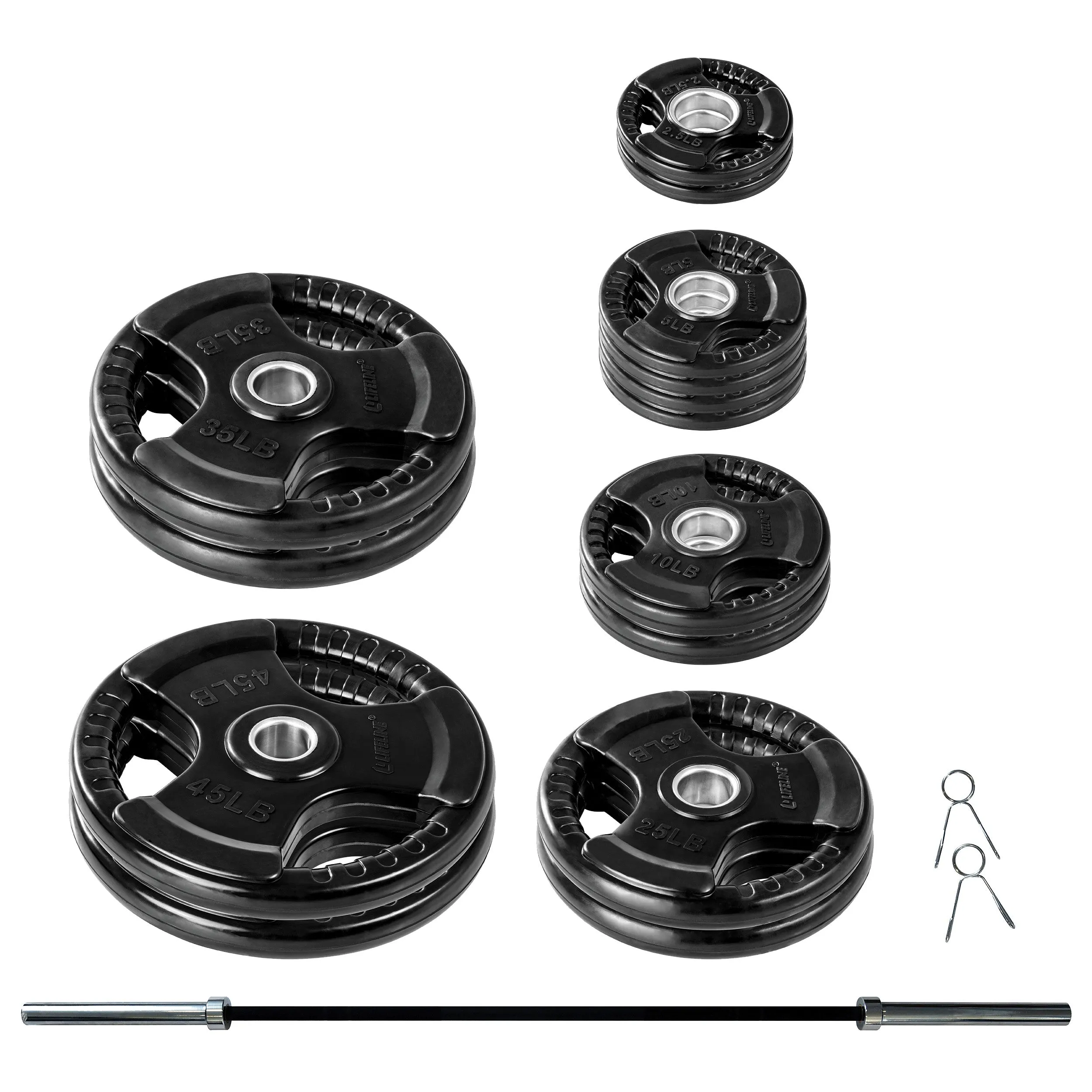 Lifeline Olympic Bumper Plate Set with Bar