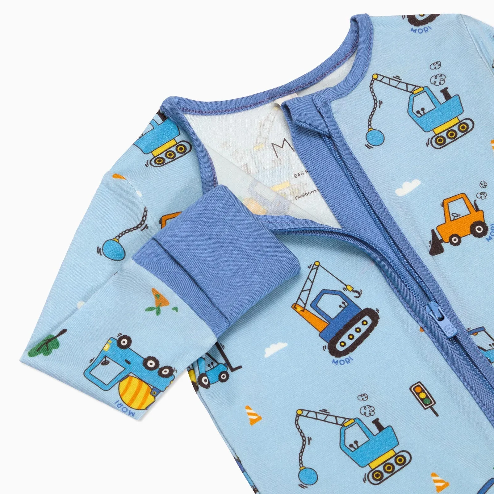 Mighty Machines Clever Zip Baby Pajamas