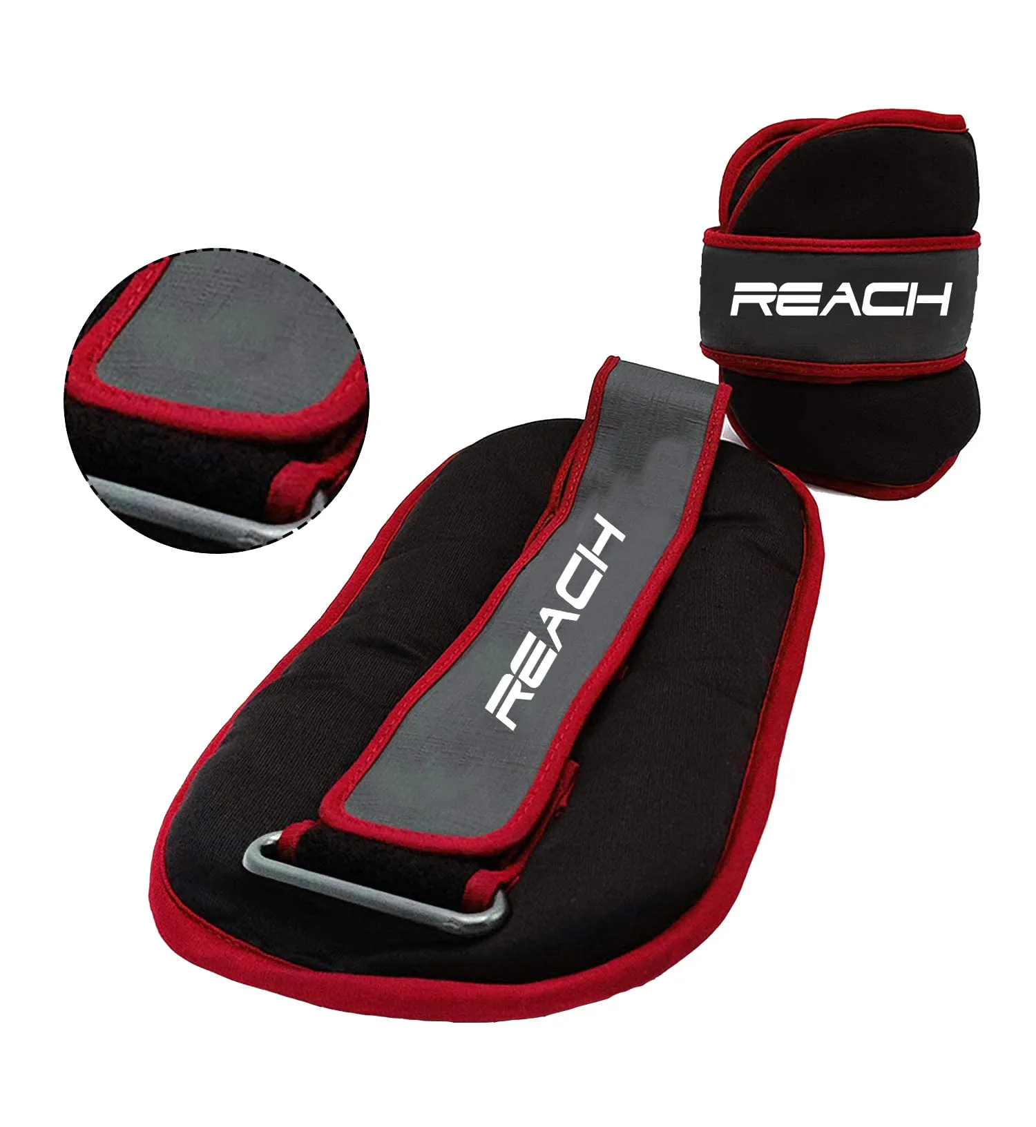 Reach Premium Ankle & Wrist Weight Bands 2 Kg X 2 Red | Weights For Arms & Legs | Adjustable Gym Weights For Fitness Walking Running Jogging Exercise | Men & Women | 12 Months Warranty