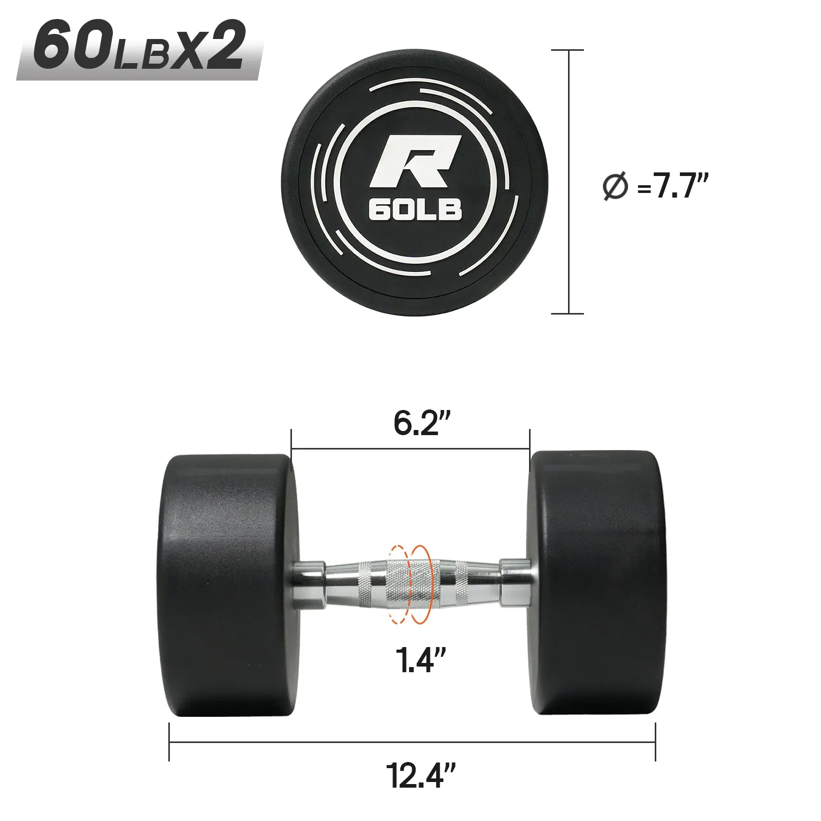 RitFit PVC-Coated Round Head Dumbbells in Pairs