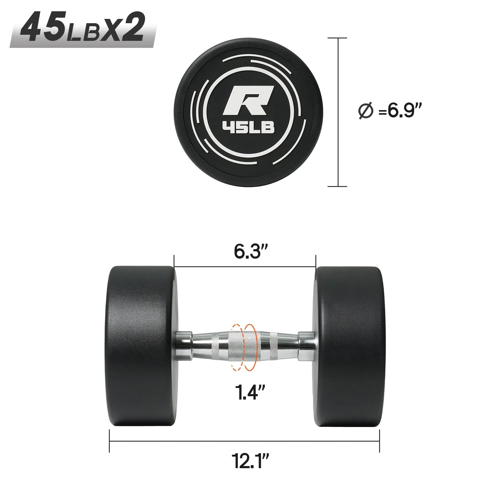 RitFit PVC-Coated Round Head Dumbbells in Pairs
