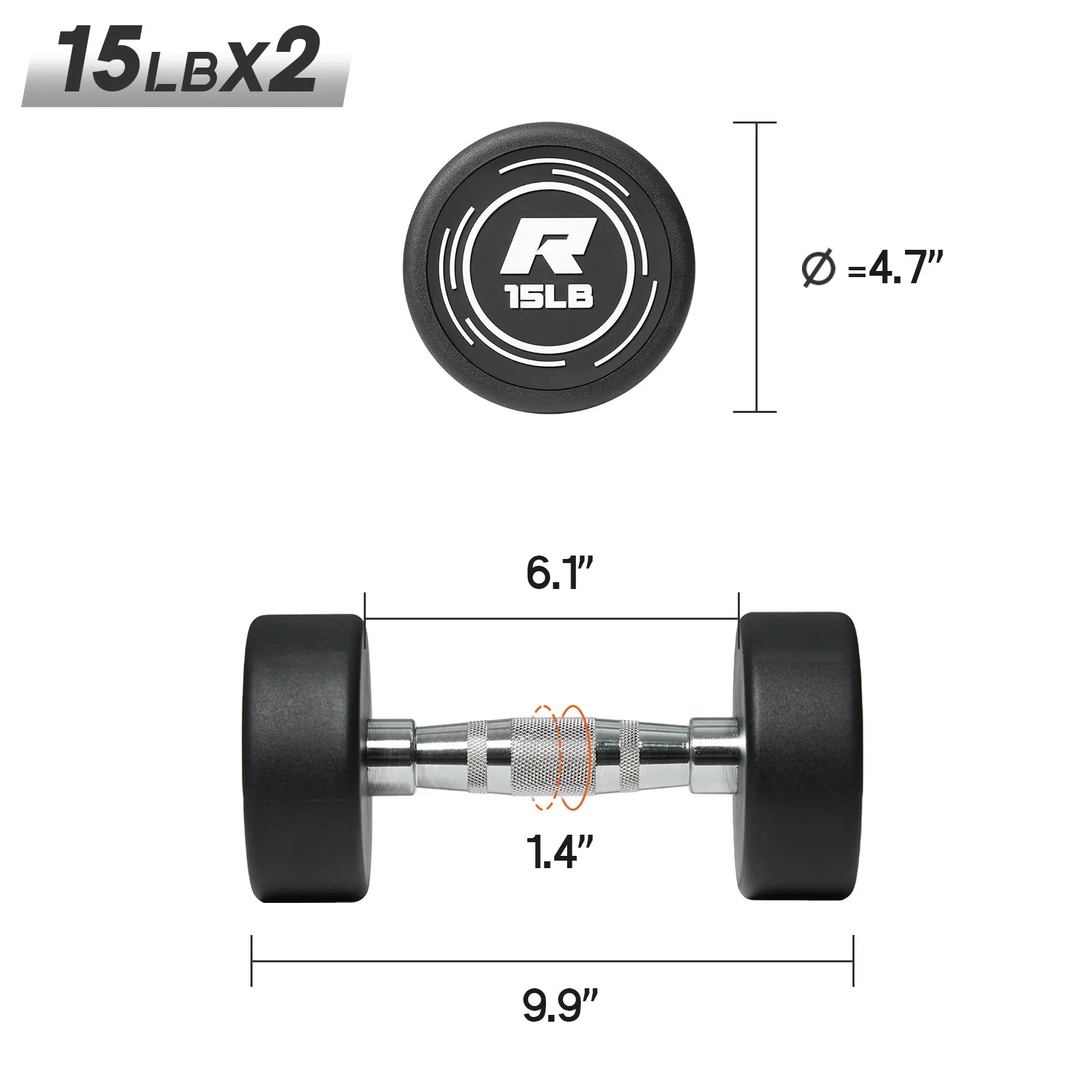 RitFit PVC-Coated Round Head Dumbbells in Pairs