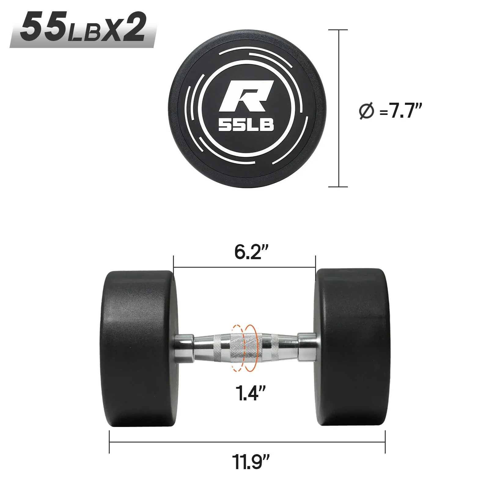 RitFit PVC-Coated Round Head Dumbbells in Pairs