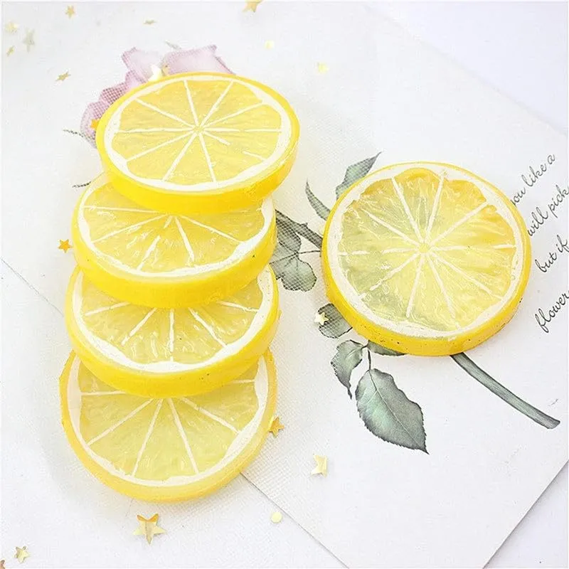 royalkart 20Pcs Artificial Lifelike Lemon Lime Slices Decorative Lemon Slices Lemon Blocks Fake Fruit Used for Photography Props Home House Kitchen Party Wedding Decor Desk Ornament DIY Craft(Yellow)