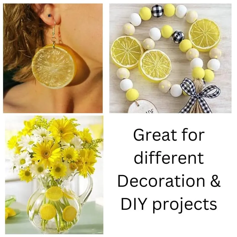 royalkart 20Pcs Artificial Lifelike Lemon Lime Slices Decorative Lemon Slices Lemon Blocks Fake Fruit Used for Photography Props Home House Kitchen Party Wedding Decor Desk Ornament DIY Craft(Yellow)