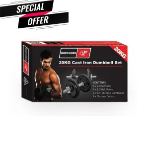 SALE:  Bodyworx 7SET20BW Quality Spinlock Dumbbell Kit  (20KG)