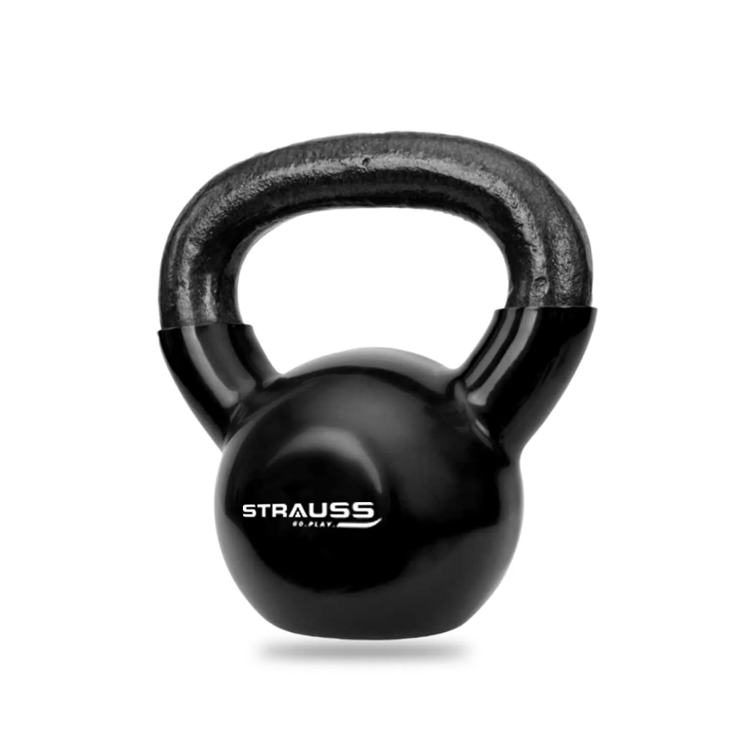 Strauss Premium Vinyl Kettlebell Weight for Men & Women | 4 Kg | Ideal for Home Workout, Yoga, Pilates, Gym Exercises | Non-Slip, Easy to Hold, Scratch Resistant (Black)