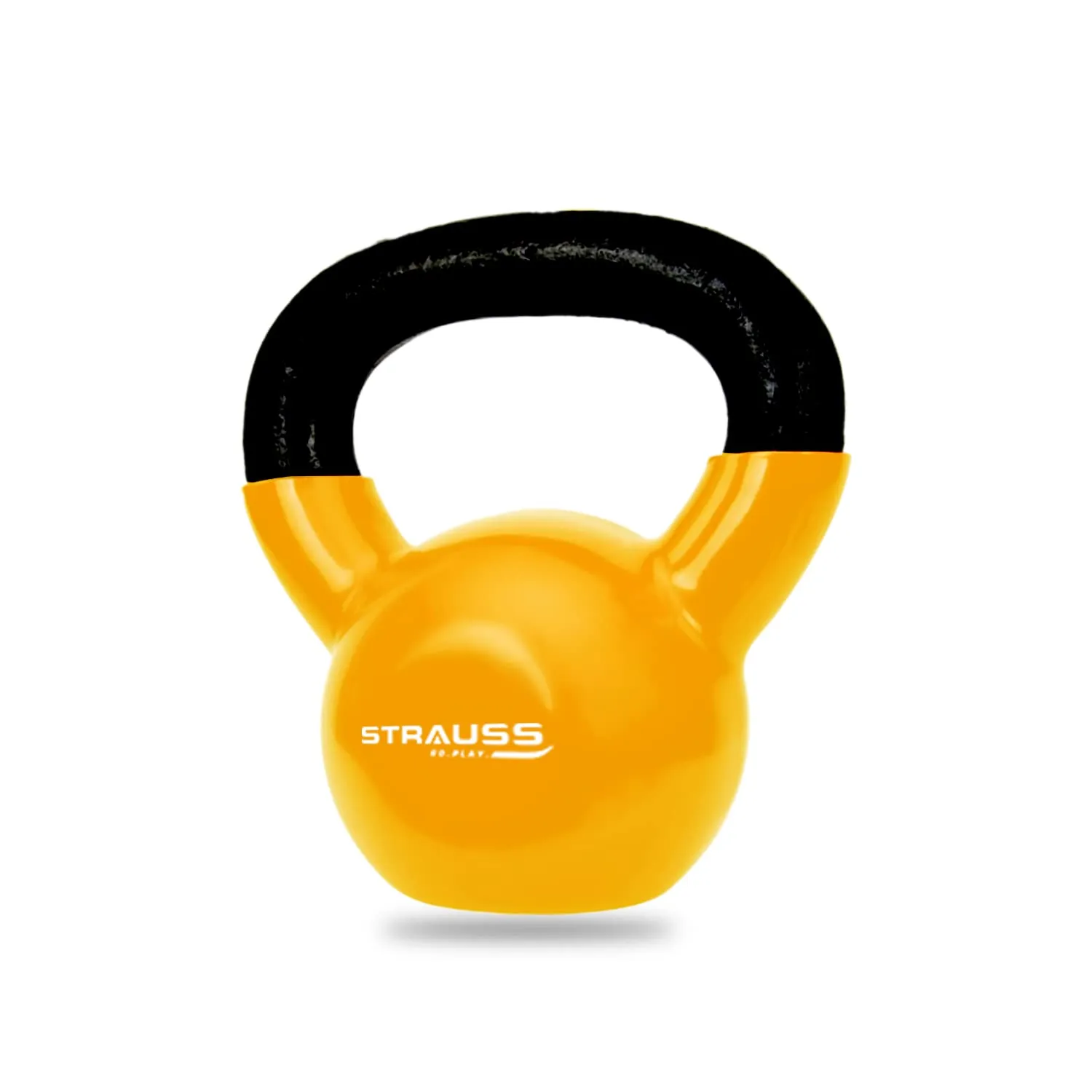 Strauss Premium Vinyl Kettlebell Weight for Men & Women | 4 Kg | Ideal for Home Workout, Yoga, Pilates, Gym Exercises | Non-Slip, Easy to Hold, Scratch Resistant (Yellow)