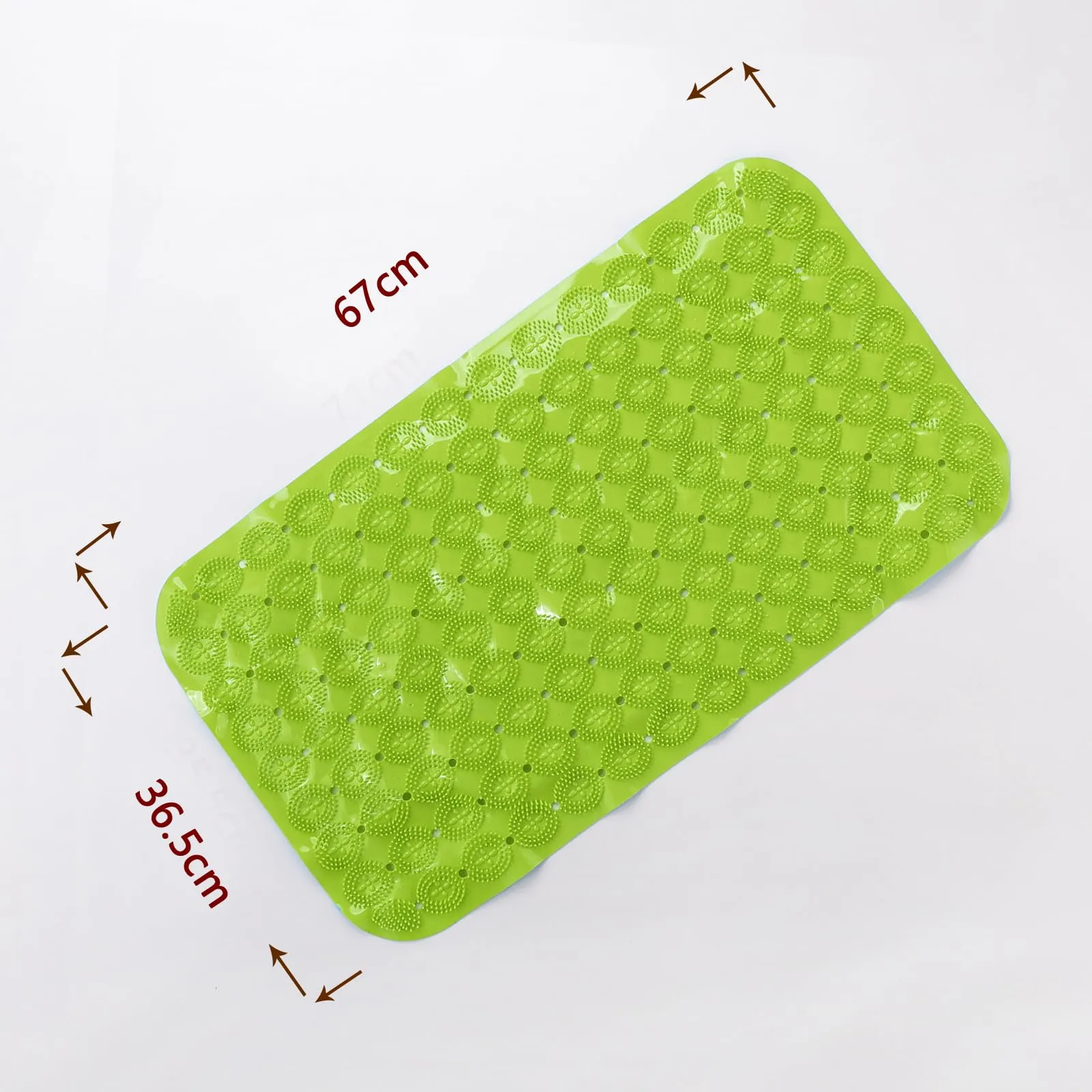 UMAI X SAVYA Home Anti Skid Bath Mat for Bathroom, PVC Bath Mat with Suction Cup, Machine Washable Floor Mat (67x37 cm) (Green)