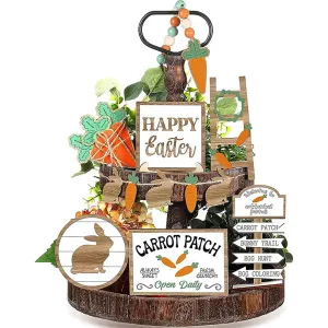 valiant Easter Savings Clearance! PRETXORVE Easter Tiered Tray Decorations Set, Spring Tiered Tray Decorations Set, Wooden Easter Tiered Tray Decor, Sign Tiered Tray, Easter Home Decoration Ornament Easter Tray Decor Q Easter