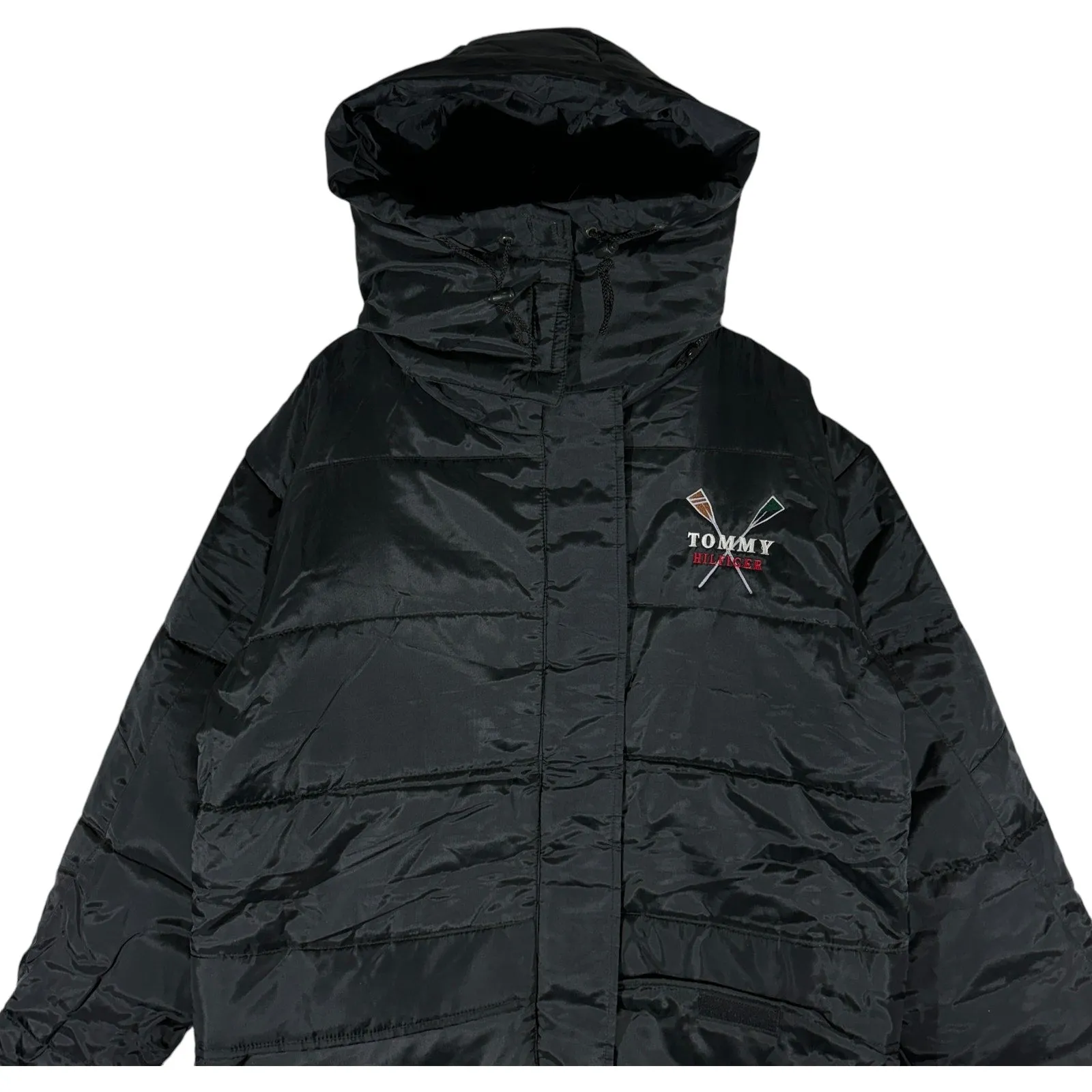 Vintage Tommy Hilfiger Rowing Logo Hooded Puffer Jacket