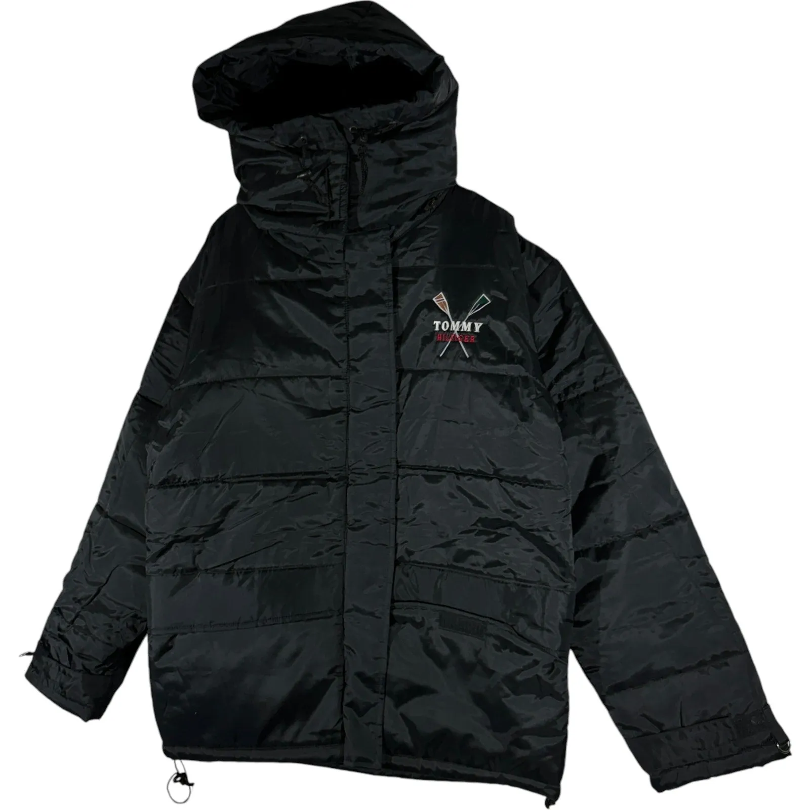 Vintage Tommy Hilfiger Rowing Logo Hooded Puffer Jacket